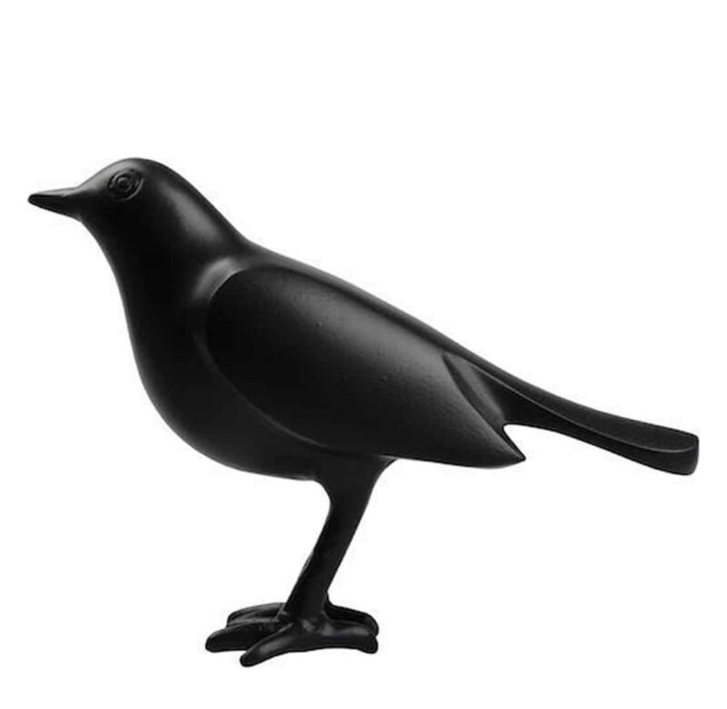 Metalen Zwarte Vogel Merel 16cm