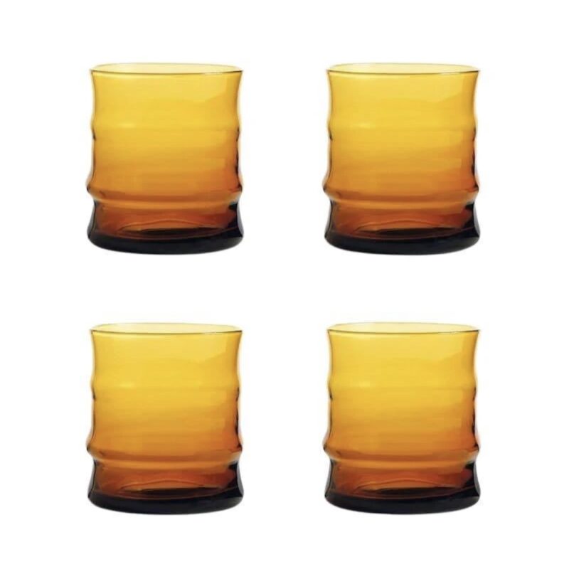 4x Amberglas Waterglas Bamboe