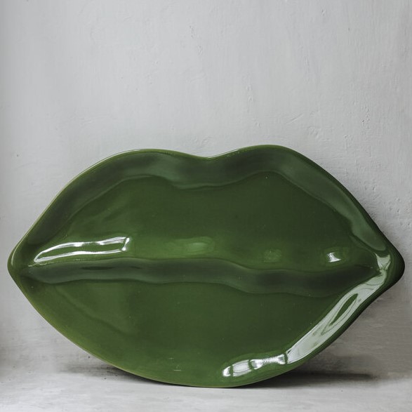 Keramiek Lippen Bord Groen 30cm