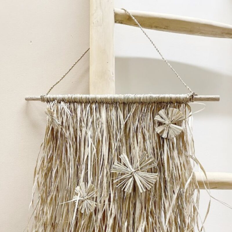 Wandhanger Raffia Bloem 40x80cm