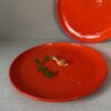 Groot Vintage Bord Oranje Driehoek Huizen Potterie