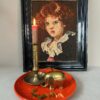 Groot Vintage Bord Oranje Driehoek Huizen Potterie