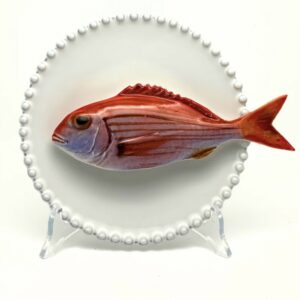 1277 Rond Visbord Pagello op wit bord met bolletjes rand 16cm
