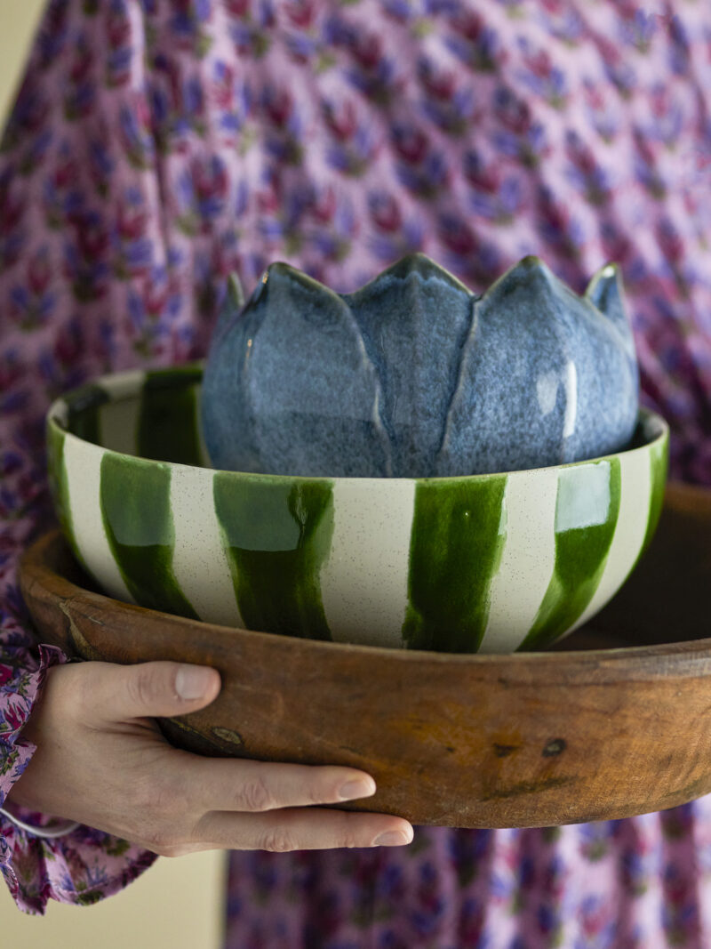 Shakti Bowl Groen Steengoed 26cm