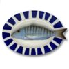 1271 Ovaal Visbord Marmora Gestreept Blauw 24x17cm
