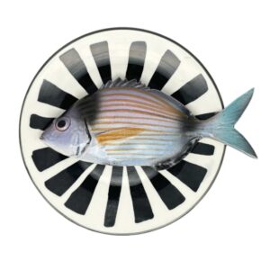 1289 Rond Visbord Viatora zwart wit streep 20cm