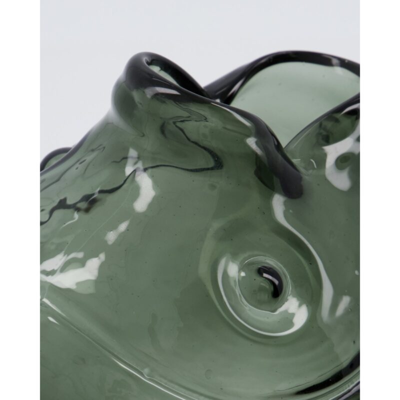 Glazen Vaas Vis Gerookt Glas 17cm