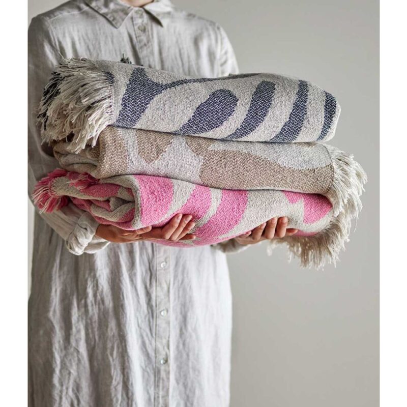 Plaid Rose Recycled Katoen 160x130cm