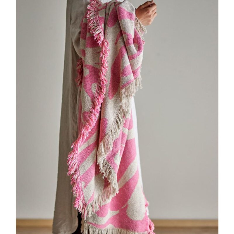 Plaid Rose Recycled Katoen 160x130cm