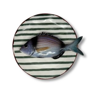 1296 Rond Visbord Viatora Groen Gestreept Bord 20cm