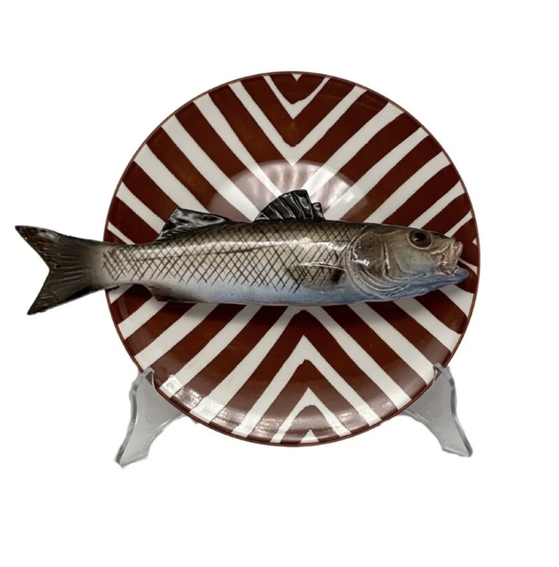 1299 Rond Visbord Spigola Bruin Gestreept bord 22cm