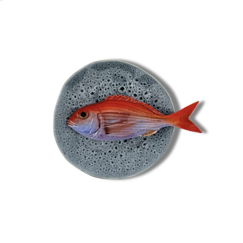 1254 Rond Visbord Pagello Blauw Grijs bewerkt Bordje 15cm