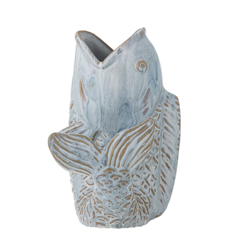 Vaas Vis Blauw Keramiek 21cm