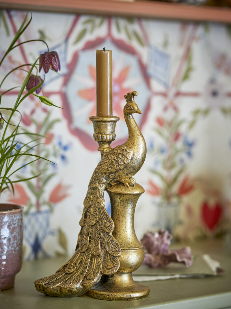 Gouden Pauw Kandelaar 28cm