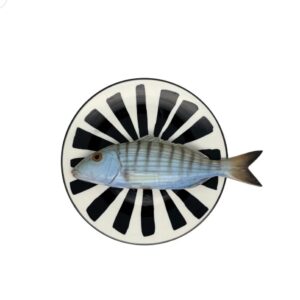 1399 Rond Visbord Marmora Zwart Wit Bord 20cm