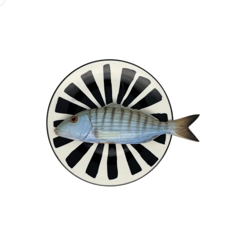 1399 Rond Visbord Marmora Zwart Wit Bord 20cm