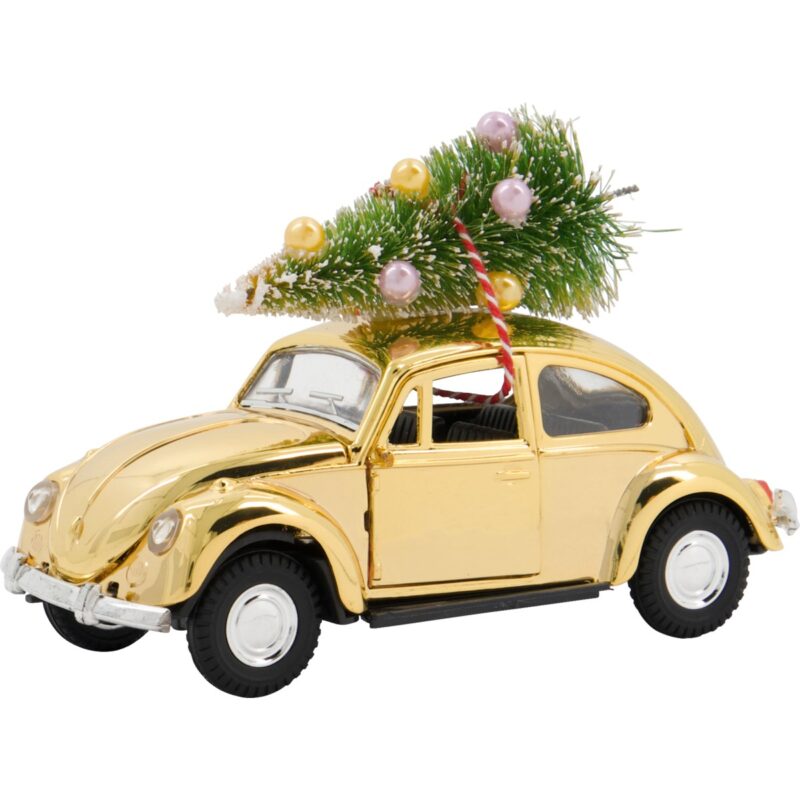 Gouden Kever met kerstboom 12,5cm