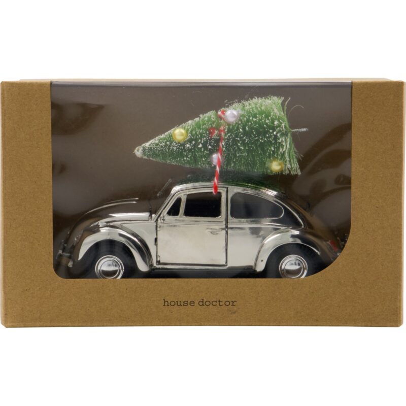 Zilveren Kever met Kerstboom 12,5cm