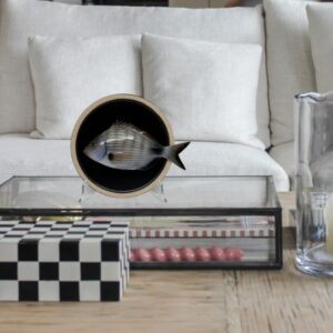 1178 Visbord Sarago Medio Mat Zwart Lichte Rand 15cm