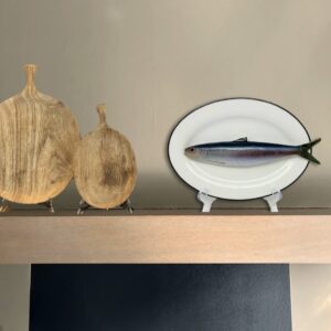 1346 Visbord Haring Ovaal Bord Grijze Rand 28x24cm