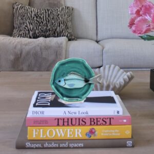 1456 Visbord Occhiata Piccolo Handmade Bordje Aqua Blauw 11cm