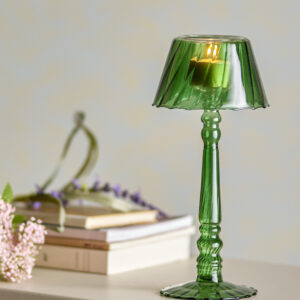 Waxinelichthouder Groen Glas 23cm