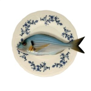 1534 Visbord Orata Medio Wit Blauw bord 21cm